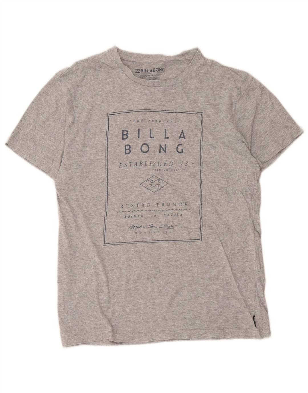 Billabong Hombre Camiseta Gráfica Top Algodón Moteado Gris Medio