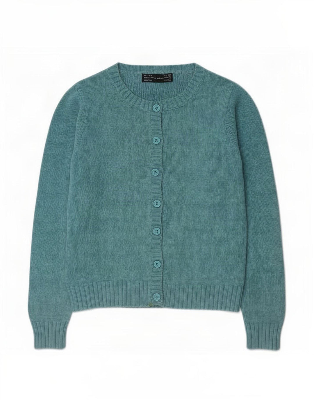 Zara Mujer Cárdigan Suéter UK 12 Algodón Azul Medio