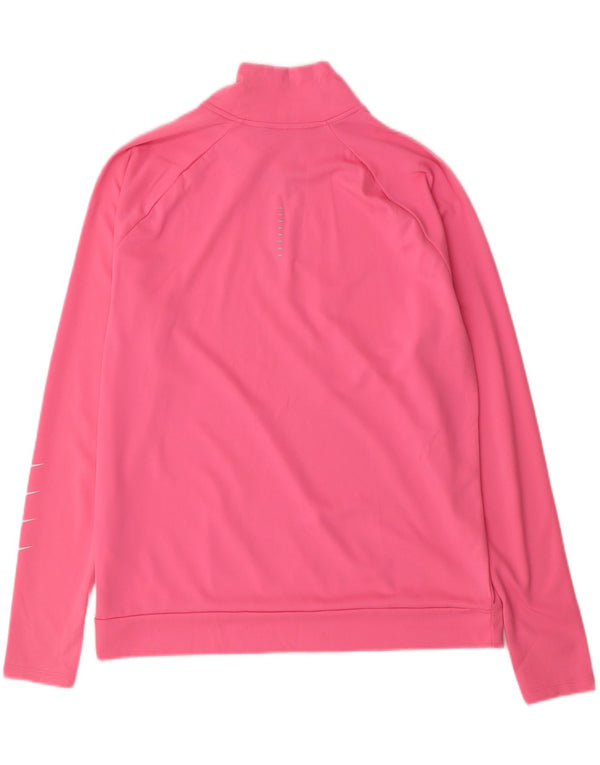 NIKE Mujer Dri Fit Zip Neck Sudadera Jumper UK 40 Grande Poliéster Rosa