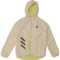 ADIDAS Girls Hooded Rain Jacket 11-12 Years White Polyester