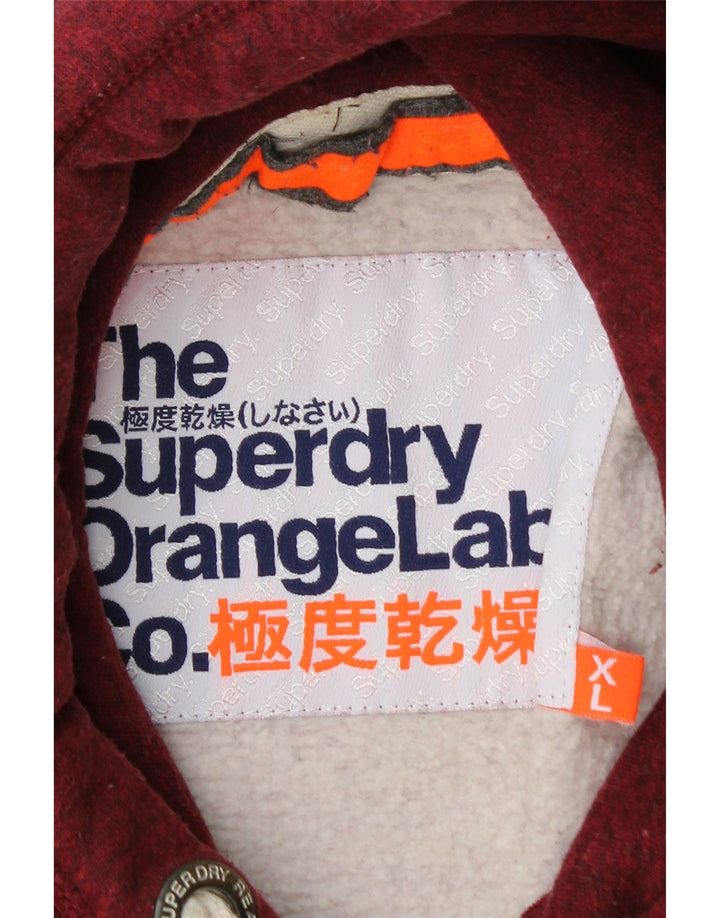 SUPERDRY Jersey con capucha para hombre XL Borgoña Algodón