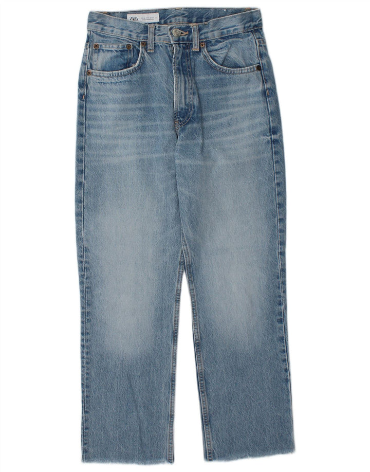 ZARA Vaqueros Rectos De Talle Alto Mujer EU 36 XS W26 L26 Azul Algodón