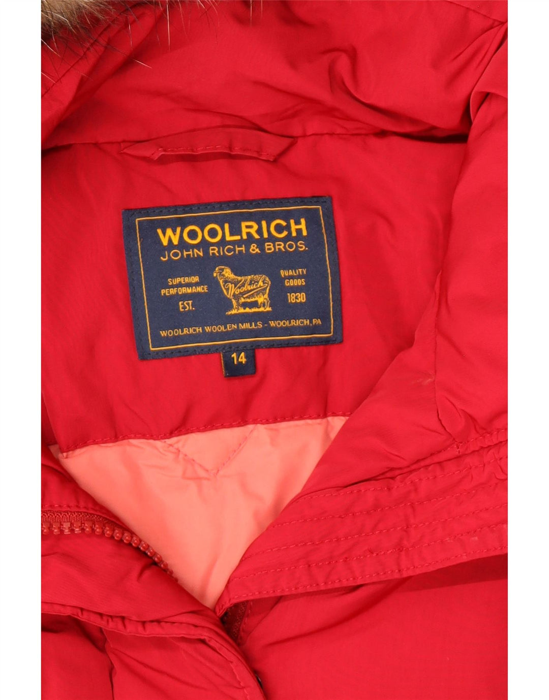 Woolrich Abrigo cortavientos con capucha para niña 13-14 años Rojo