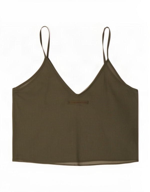 Zara Top corto transparente para mujer UK 12 Medium Khaki