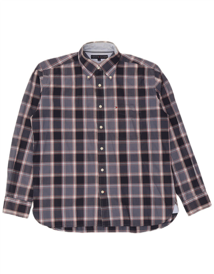 Camisa Tommy Hilfiger Hombre Algodón A Cuadros Azul Marino Mediano