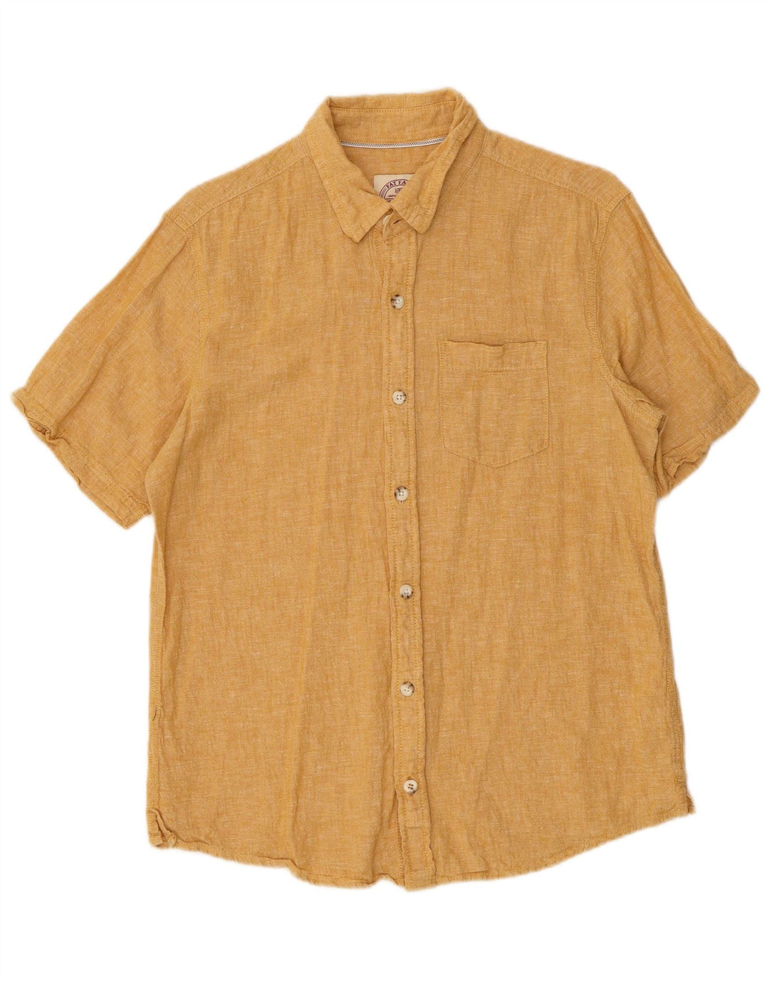 Camisa de manga corta para hombre Fat Face Small de lino amarillo