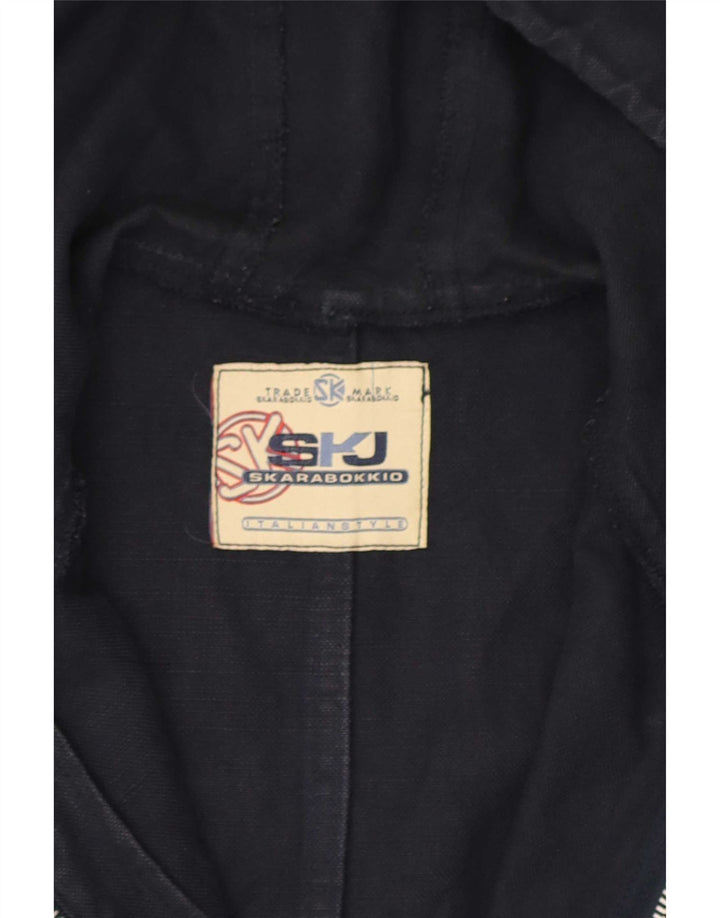 Vintage hombres con capucha chaqueta utilitaria Reino Unido 38 azul marino medio