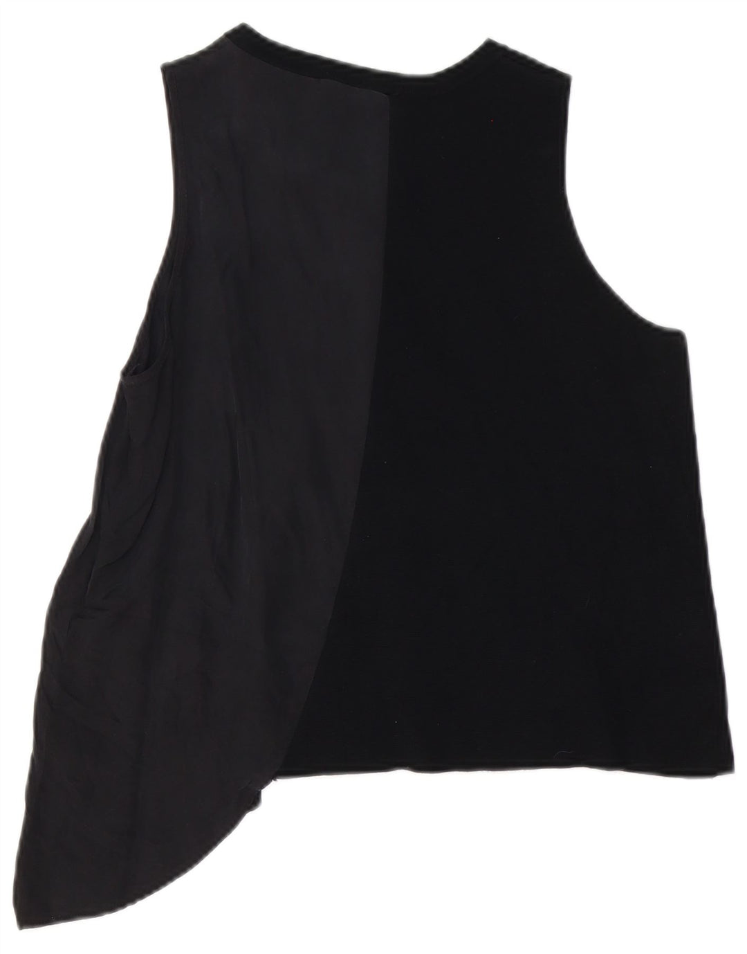 Zara Mujer Top Chaleco Asimétrico UK 46 Large Cupro Negro