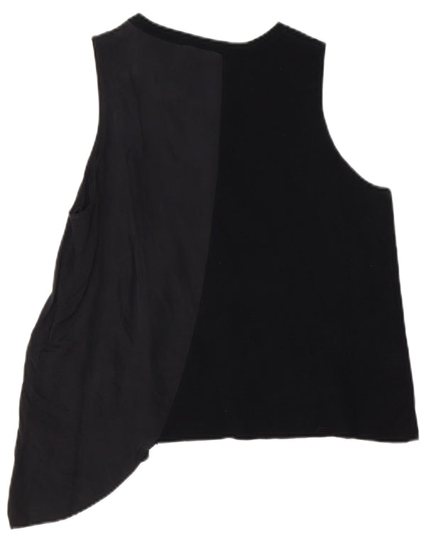 Zara Mujer Top Chaleco Asimétrico UK 46 Large Cupro Negro