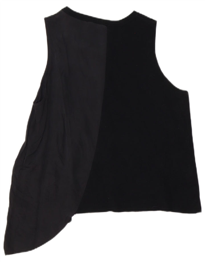 Zara Mujer Top Chaleco Asimétrico UK 46 Large Cupro Negro