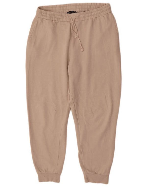 Zara Mujer Pantalones De Chándal Joggers UK 46 Large Beige Algodón
