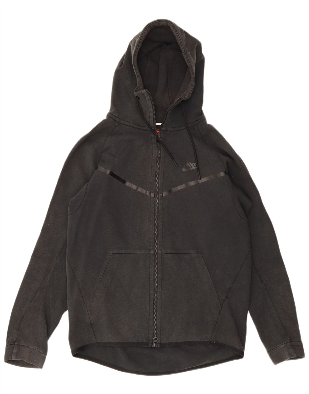 NIKE Sudadera con capucha y cremallera para hombre, algodón gris medio