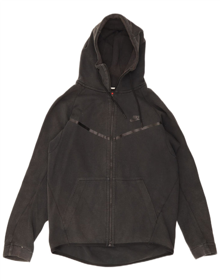 NIKE Sudadera con capucha y cremallera para hombre, algodón gris medio