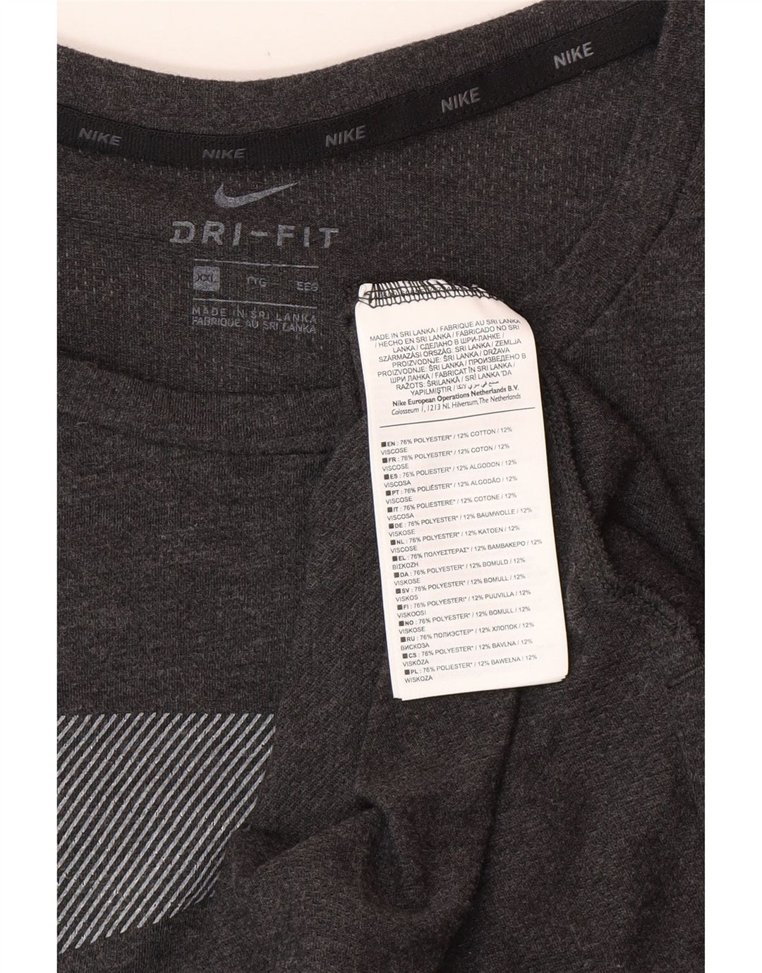 NIKE Camiseta gráfica Dri Fit para hombre, talla 2XL, algodón gris a rayas