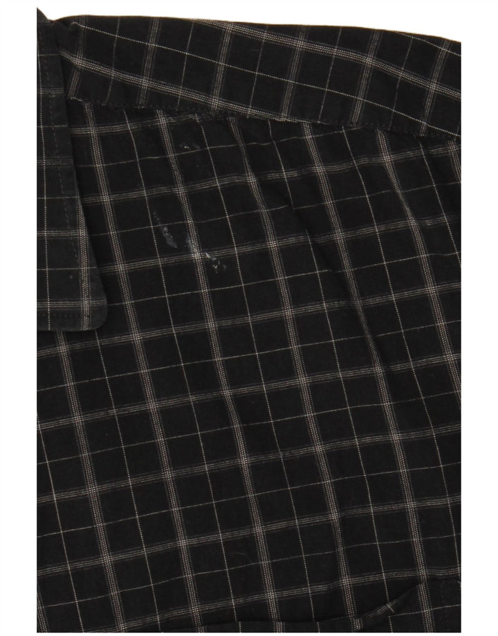 Pierre Cardin Hombre Camisa De Manga Corta De Algodón A Cuadros Negro Mediano