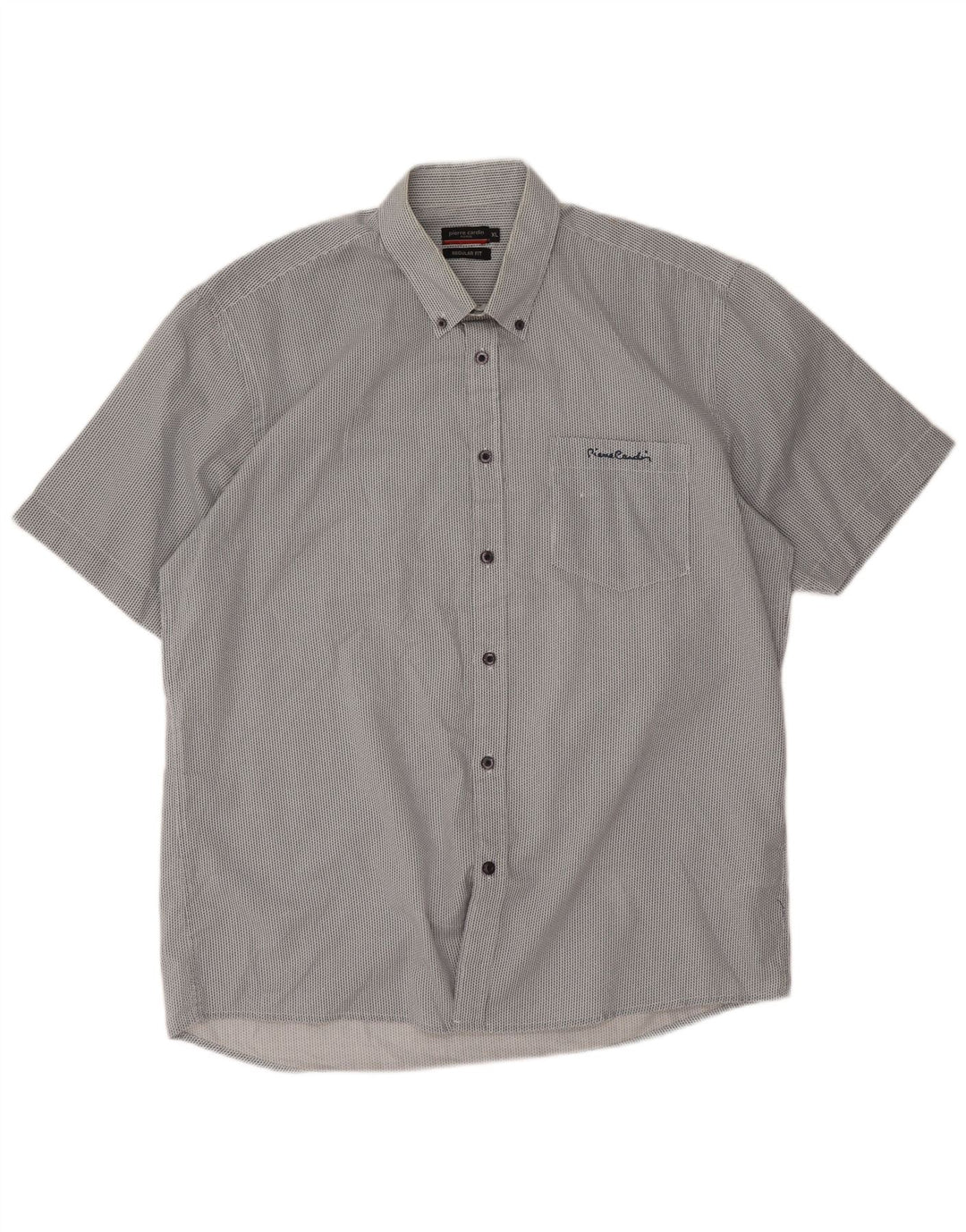 Pierre Cardin Camisa de manga corta para hombre de ajuste regular XL Gris Chevron Poliéster
