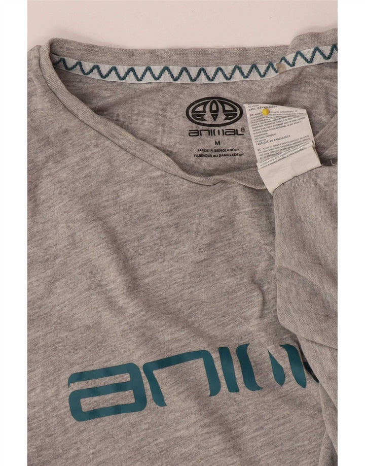 Camiseta con gráfico Animal para hombre Top de algodón gris medio