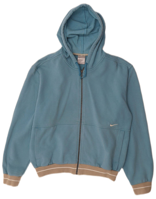 Nike Sudadera con capucha y cremallera para mujer UK 8/10 Small Blue Cotton Sports