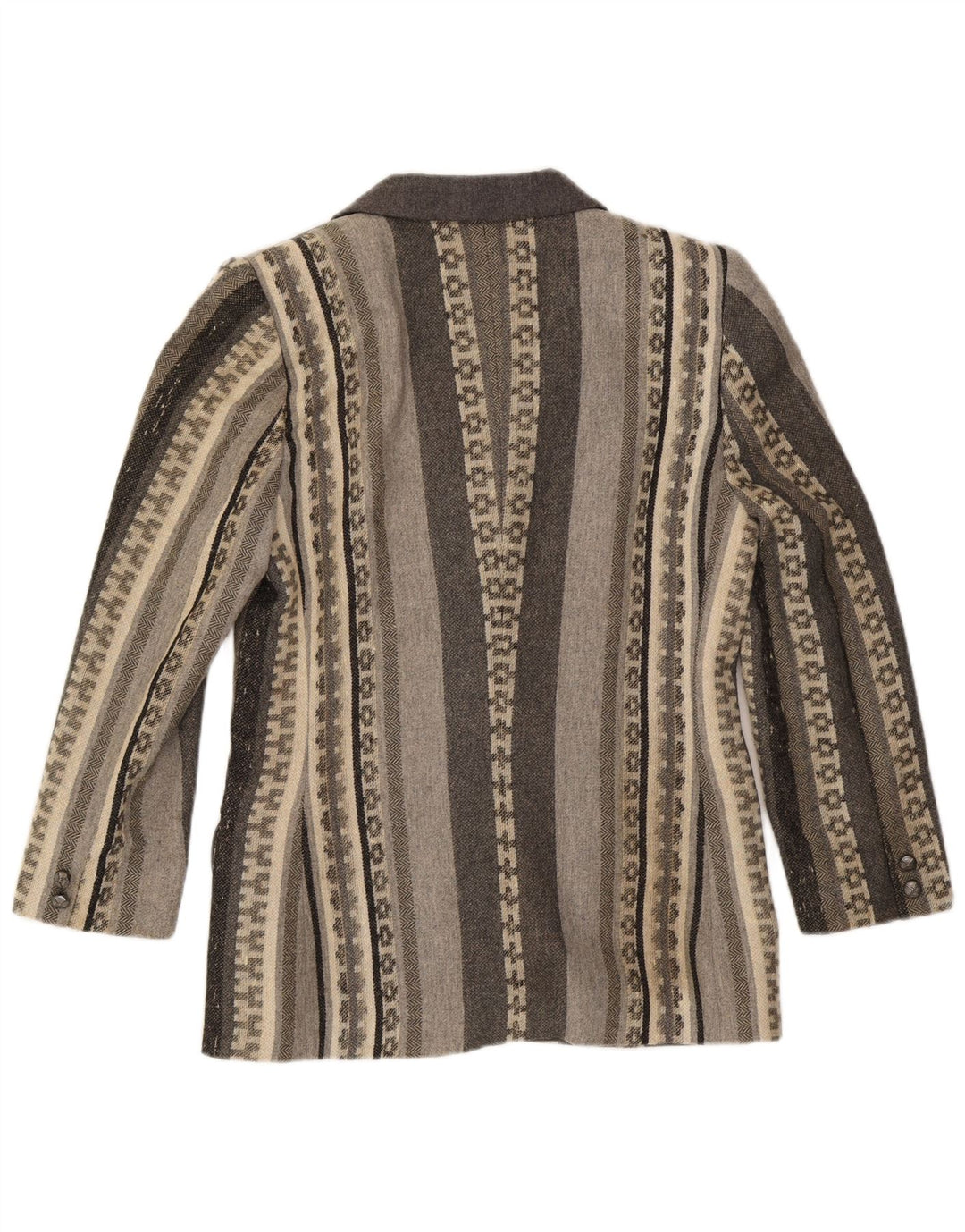 HEAVEN Chaqueta tipo blazer de 3 botones para mujer IT 46 Lana geométrica gris grande