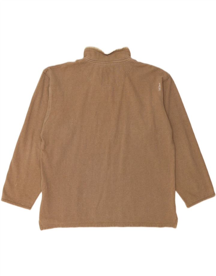 Sudadera con capucha y cuello con cremallera para hombre Fat Face Jersey de algodón beige medio