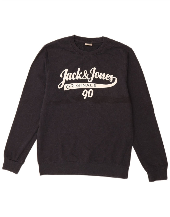 Jack & Jones Hombre Graphic Sudadera Jumper Small Azul Marino Algodón