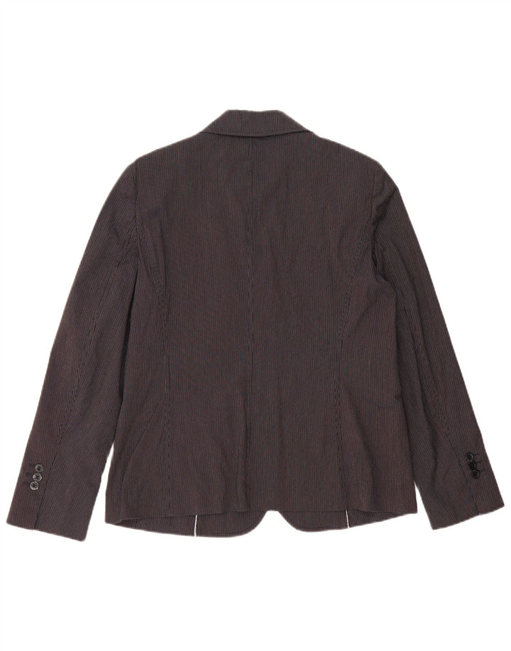 LES COPAINS Chaqueta blazer de 3 botones para mujer IT 46 Grande azul marino a rayas