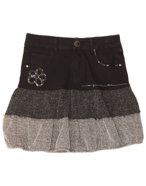 Falda escalonada Desigual para mujer EU 36 Small W28 Algodón color block negro