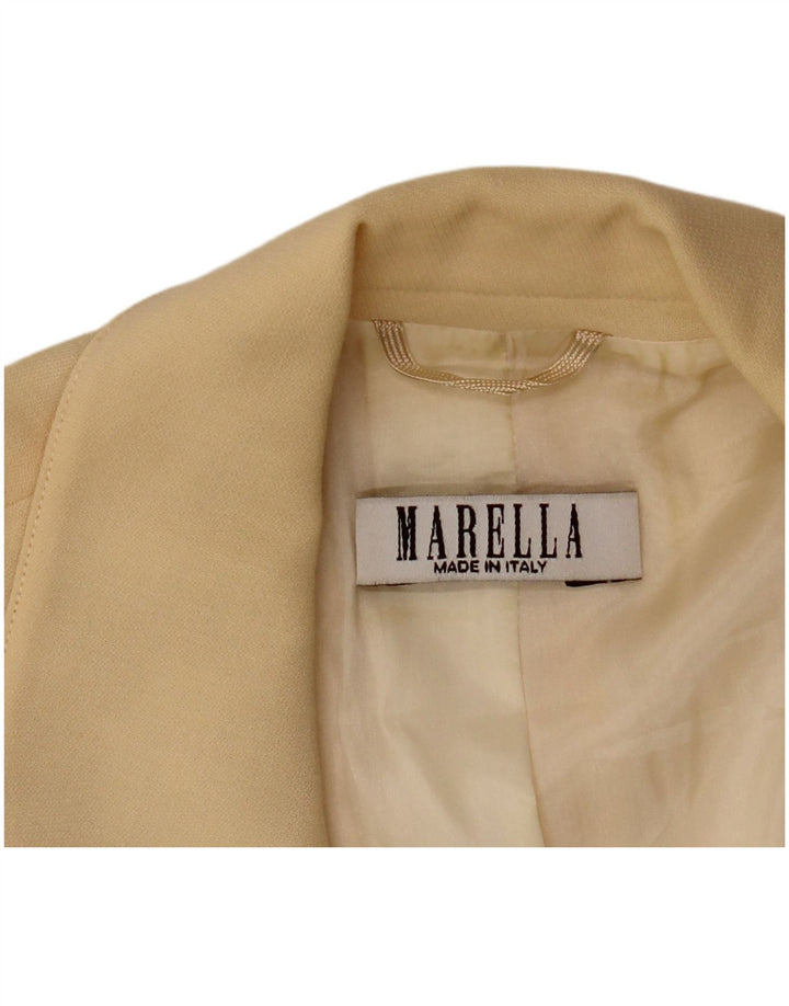 MARELLA Chaqueta tipo blazer con doble botonadura para mujer UK 40 Large Lana amarilla
