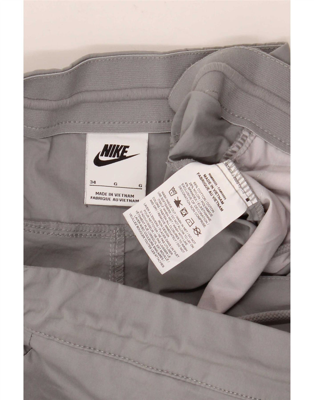 Pantalón cargo recto Nike para hombre W34 L28 Algodón gris