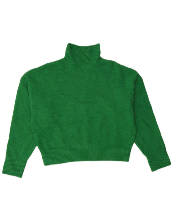 Zara Mujer Crop Oversize Roll Neck Jumper Sweater UK 6 XS Verde