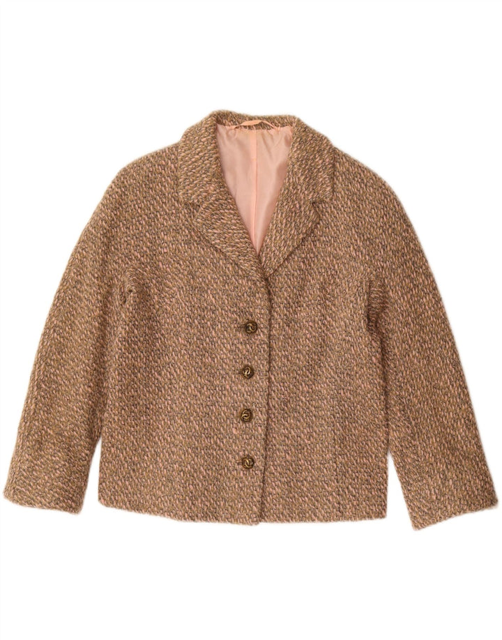 Vintage mujer 4 botones Blazer chaqueta Reino Unido 16 marrón grande