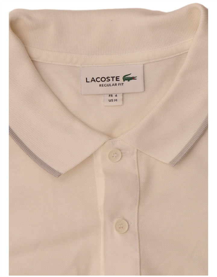 Lacoste Polo de corte regular para hombre talla 4 mediana blanco