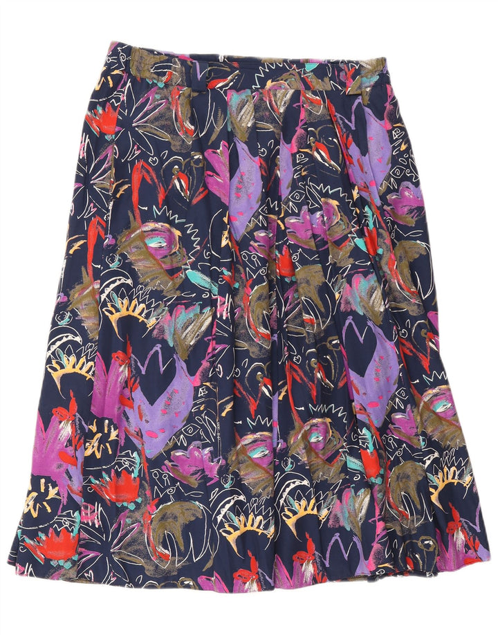 Vintage mujer patrón abstracto falda acampanada EU 42 grande W30 multicolor