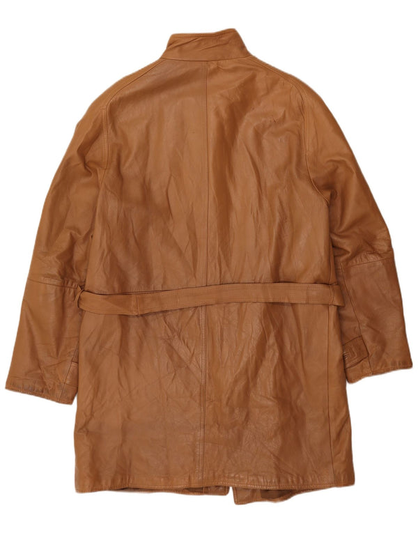 Abrigo de cuero vintage para hombre IT 52 XL cuero marrón
