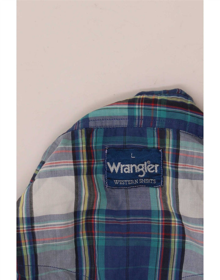 Wrangler Camisa De Manga Corta Con Volantes En La Parte Delantera Para Hombre Cuadros Azules Grandes