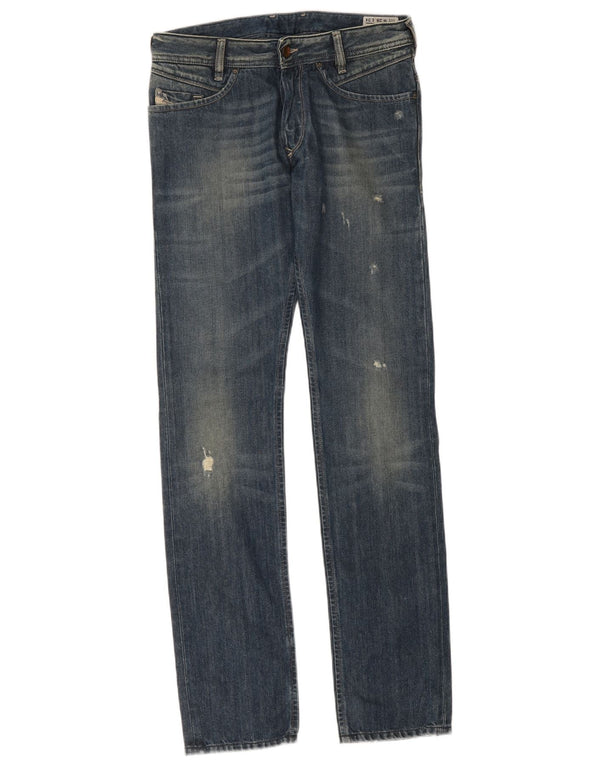 Diesel Hombre Poiak Vaqueros Slim Desgastados W28 L34 Algodón Azul