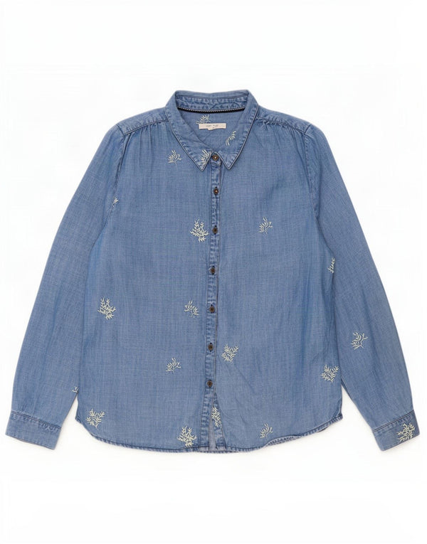 Camisa vaquera para mujer White Stuff UK 40 Lyocell floral azul medio