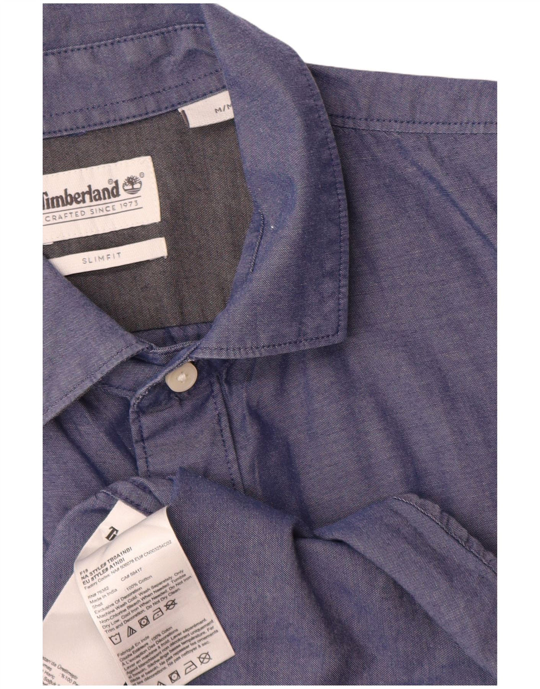 Timberland Camisa Slim Fit De Manga Corta Para Hombre Algodón Azul Medio