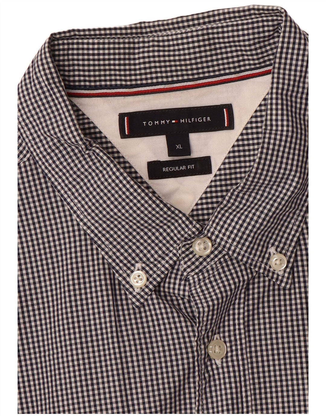 TOMMY HILFIGER Camisa de corte regular para hombre XL Gris Vichy