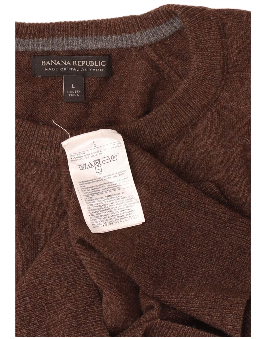 Banana Republic - Jersey de cuello redondo para hombre, talla grande, lana marrón