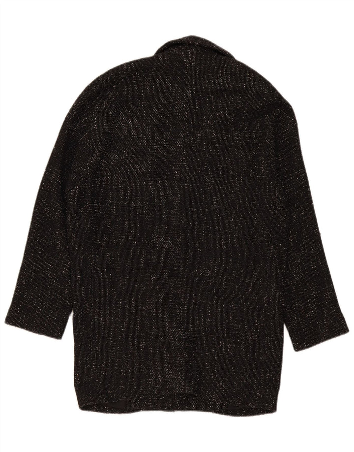 Zara Mujer Abrigo Extragrande De Doble Botonadura UK 6 XS Poliéster Negro