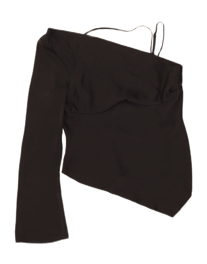 Topshop Top asimétrico de un hombro para mujer UK 42 Poliéster negro mediano