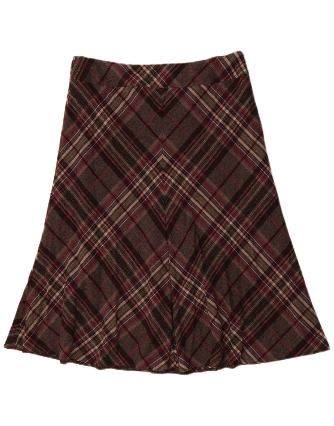 VIYELLA Falda acampanada para mujer UK 16 Large W36 Lana a cuadros gris