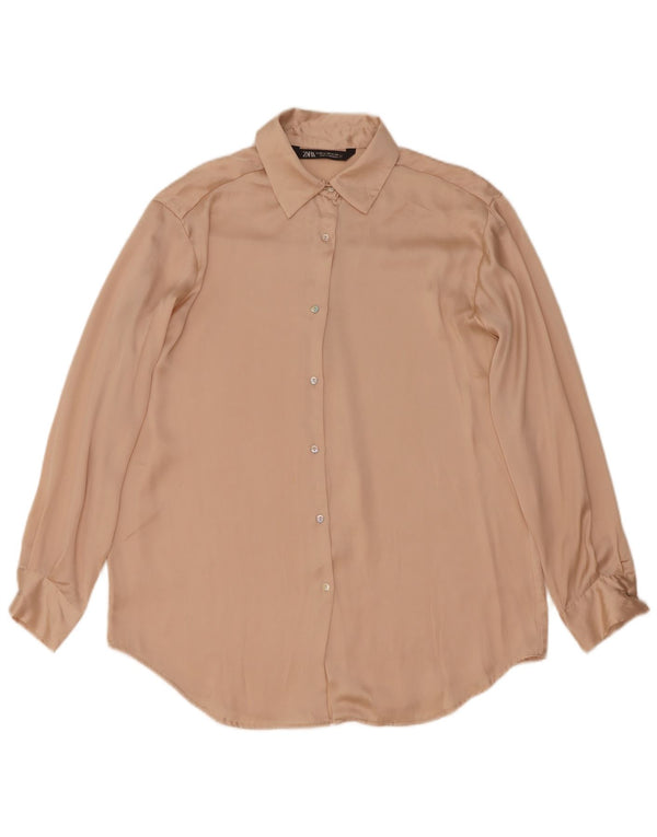 Zara Womens Oversized Shirt Blouse UK 6 XS Beige