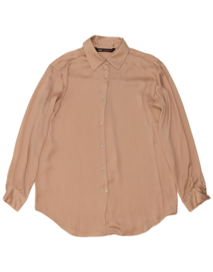 Zara Mujer Blusa Camisera Extragrande UK 6 XS Beige