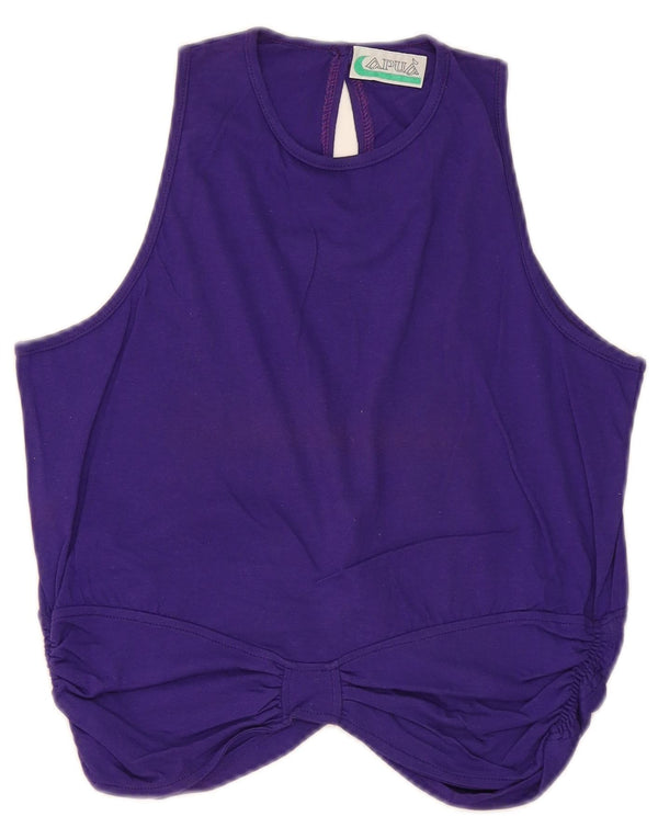 Vintage mujer chaleco blusa Top Reino Unido 12 algodón púrpura medio