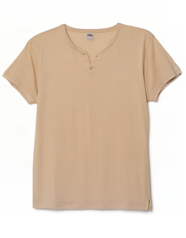 Zara Hombre Camiseta Top Medium Beige