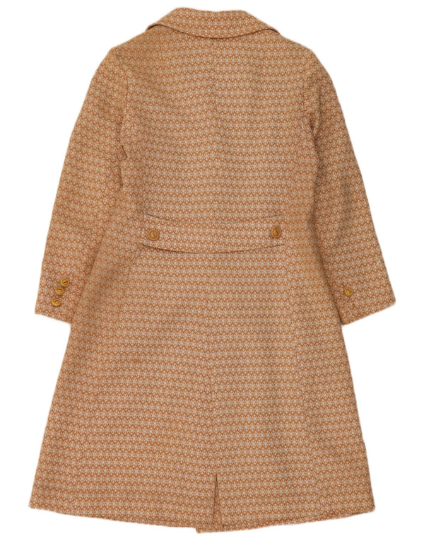 Vintage mujer abrigo Reino Unido 10 pequeño beige geométrico