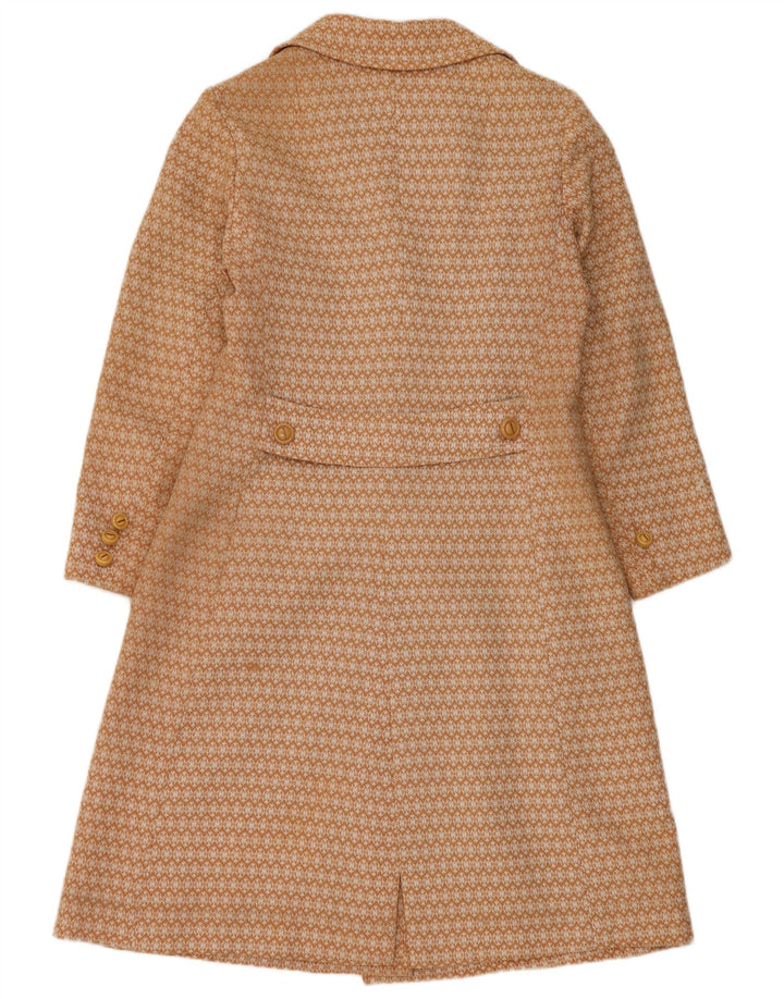 Vintage mujer abrigo Reino Unido 10 pequeño beige geométrico