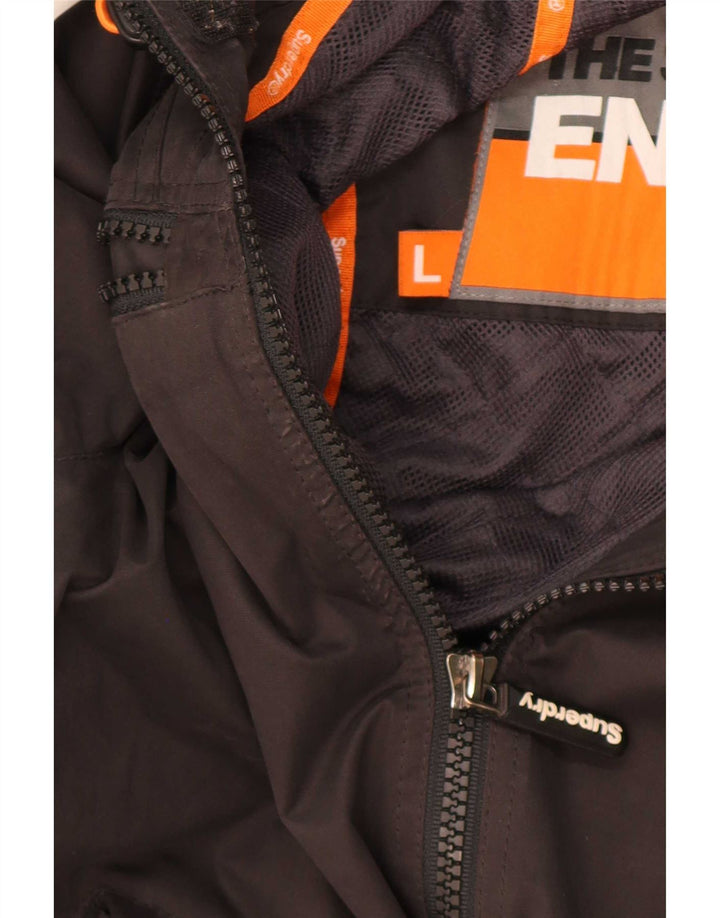 Superdry Chaqueta cortavientos con capucha para hombre Reino Unido 40 Grande Poliéster negro